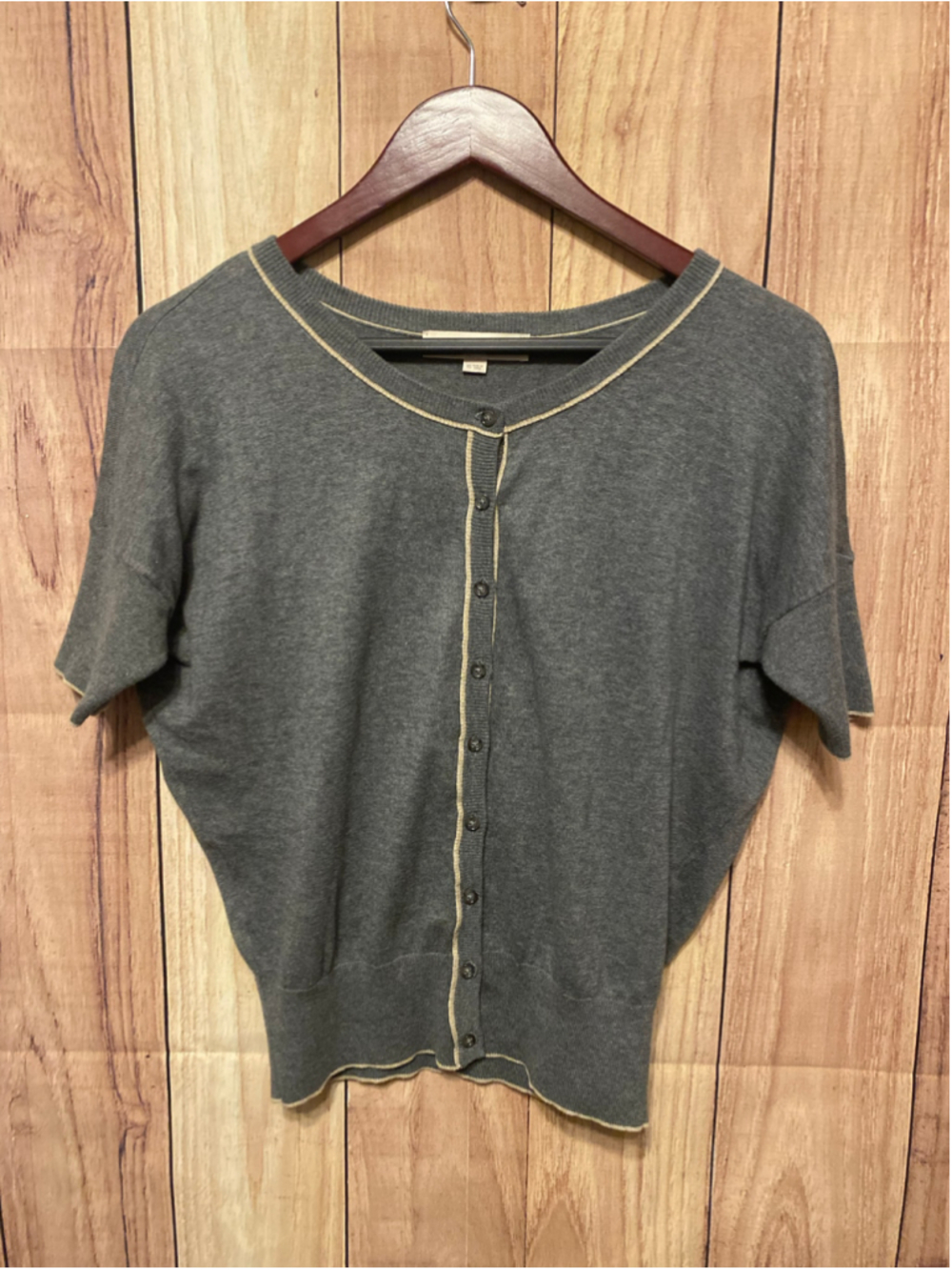 Ann Taylor LOFT XS Pima Cotton Cardigan Sweater Grey short sleeve